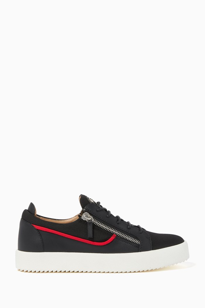 

Frankie Leather & Canvas Sneakers, Black