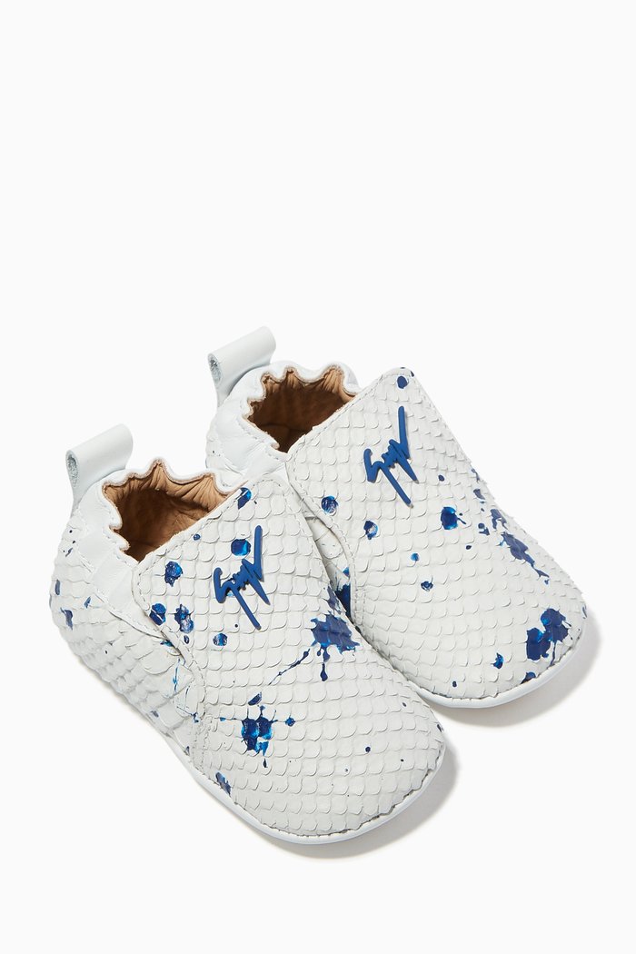 

Double Sketch Leather Booties, Blue