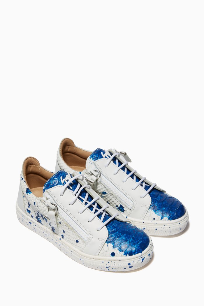 

Double Sketch Jr Sneakers in Leather, Blue