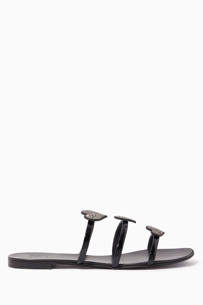 

Anya Love Patent Leather Sandals, Black