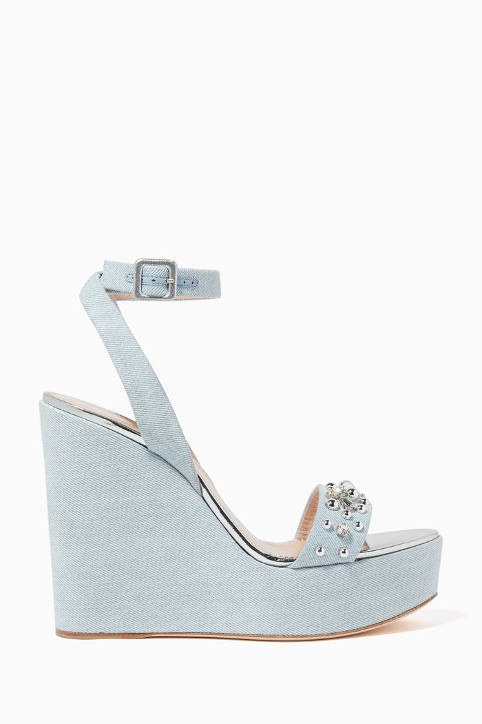 

Maribel Denim Wedge Sandals, Blue