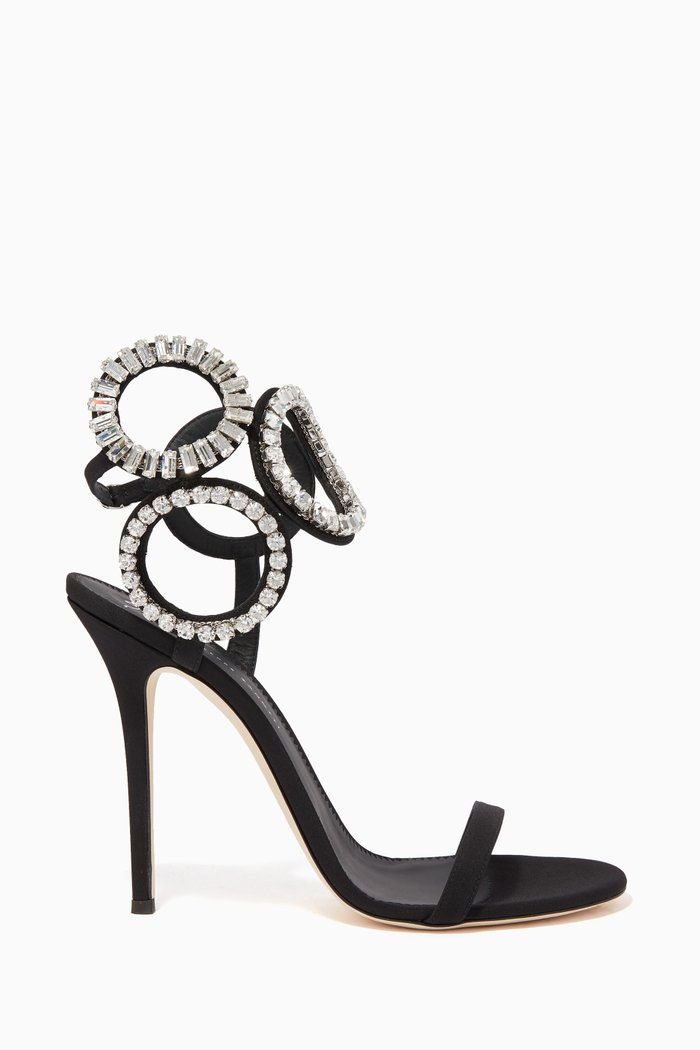 

Kassie Crystal Satin Sandals, Black