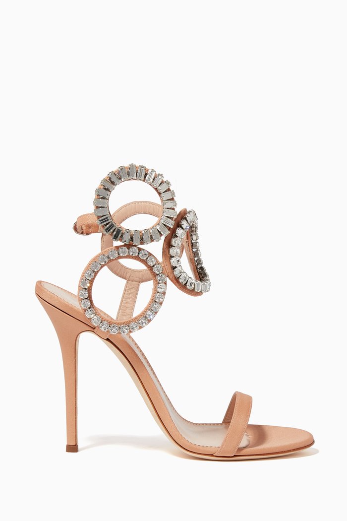 

Kassie Crystal Satin Sandals, Neutral