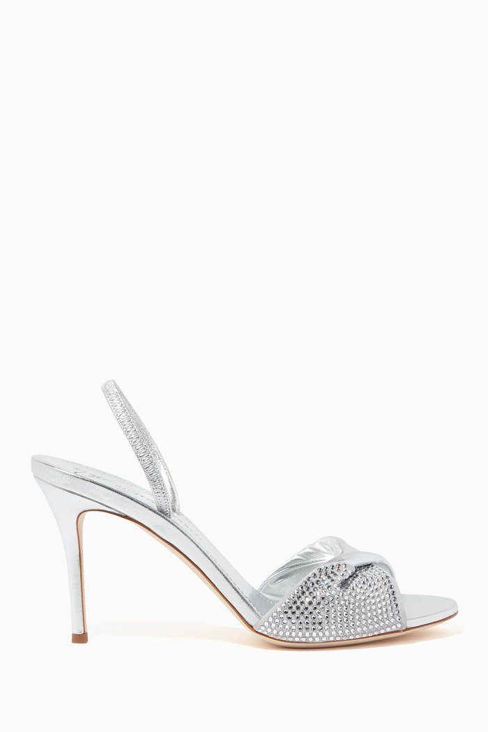 

Rosaline Metallic Leather Slingback Sandals, Silver