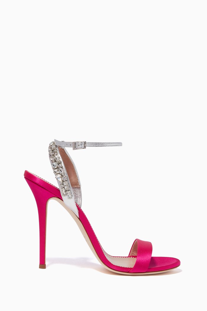 

Crystal Slingback Satin Sandals, Pink
