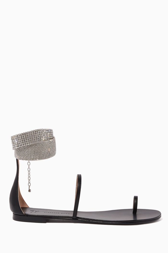 Little Janell Satin Sandals, Black