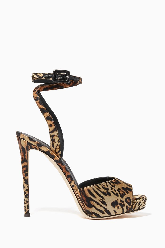 

Cordelia Leopard-Print Satin Sandals, Multicolour