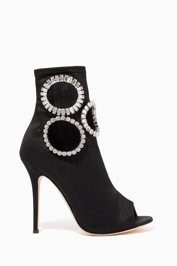 

Tisha Crystal Stretch Booties, Black