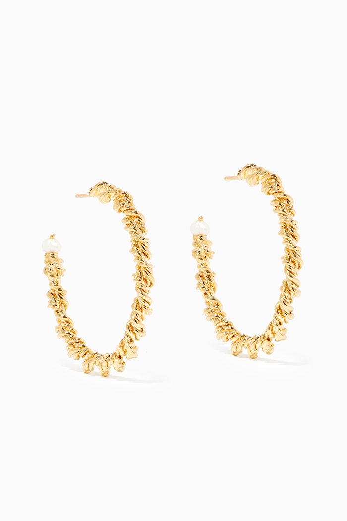 

Pearl & Gold Twisted Hoop Earrings