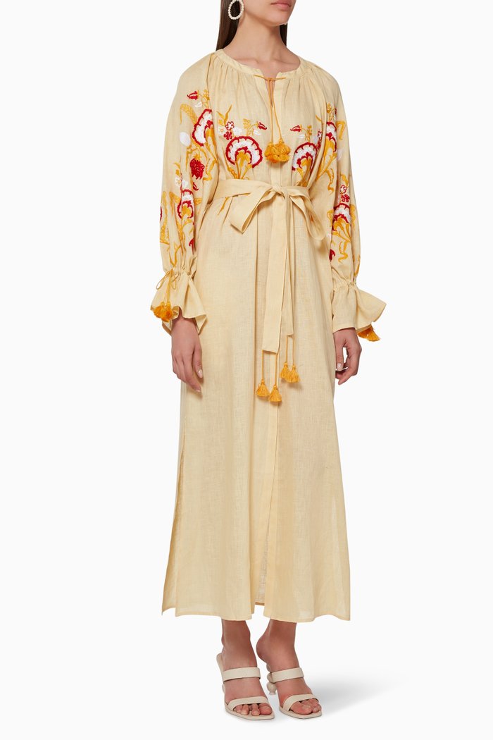 

Floral Dream Linen Dress, Yellow