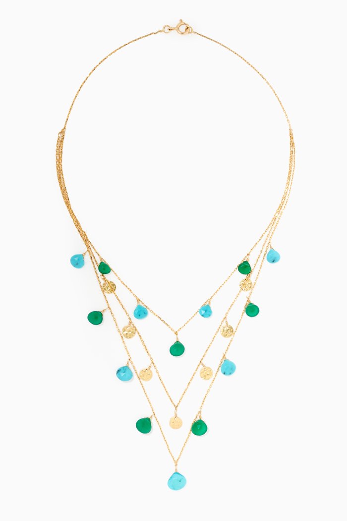 

Triple Layered Turquoise & Onyx Necklace, Multicolour