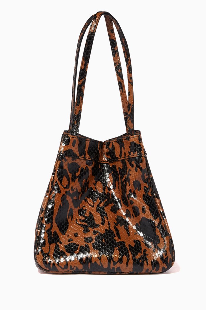 

Rita Crocodile-Effect Bucket Bag, Brown