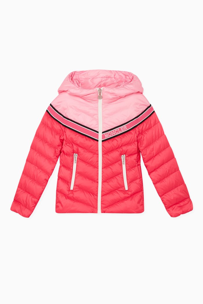 

Bi-Colour Puffed Hooded Jacket, Pink