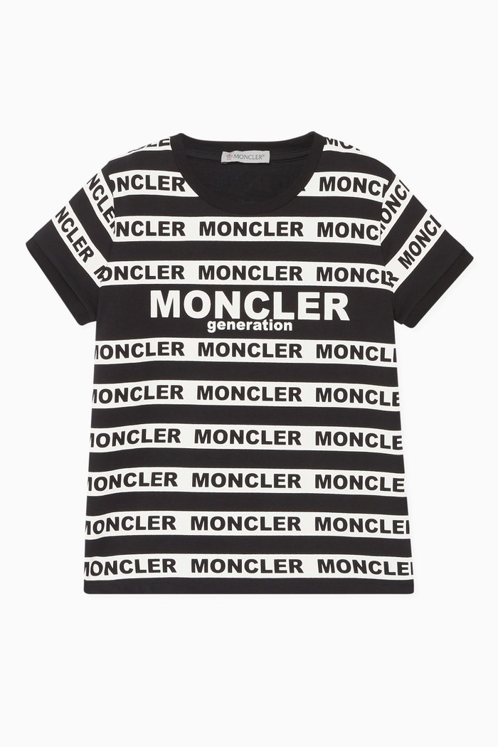 Striped Logo Jersey T-Shirt, Black
