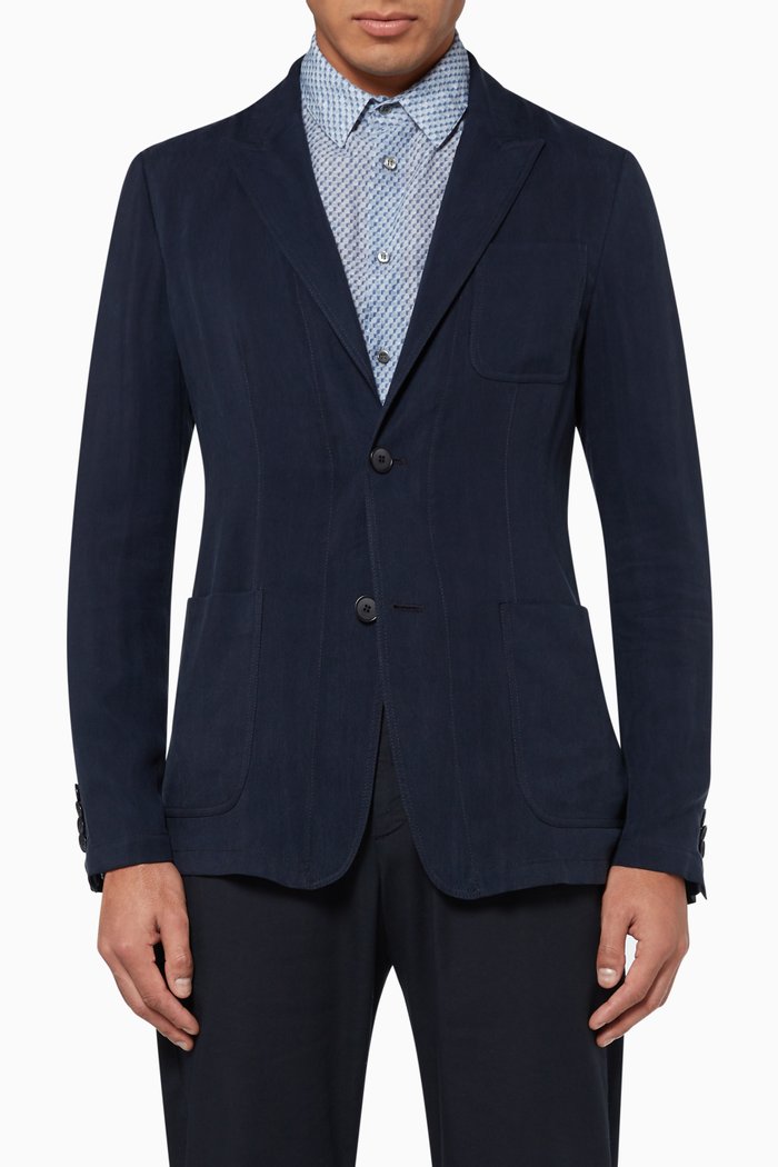 

Sport Patch Pockets Cupro Jacket, Blue