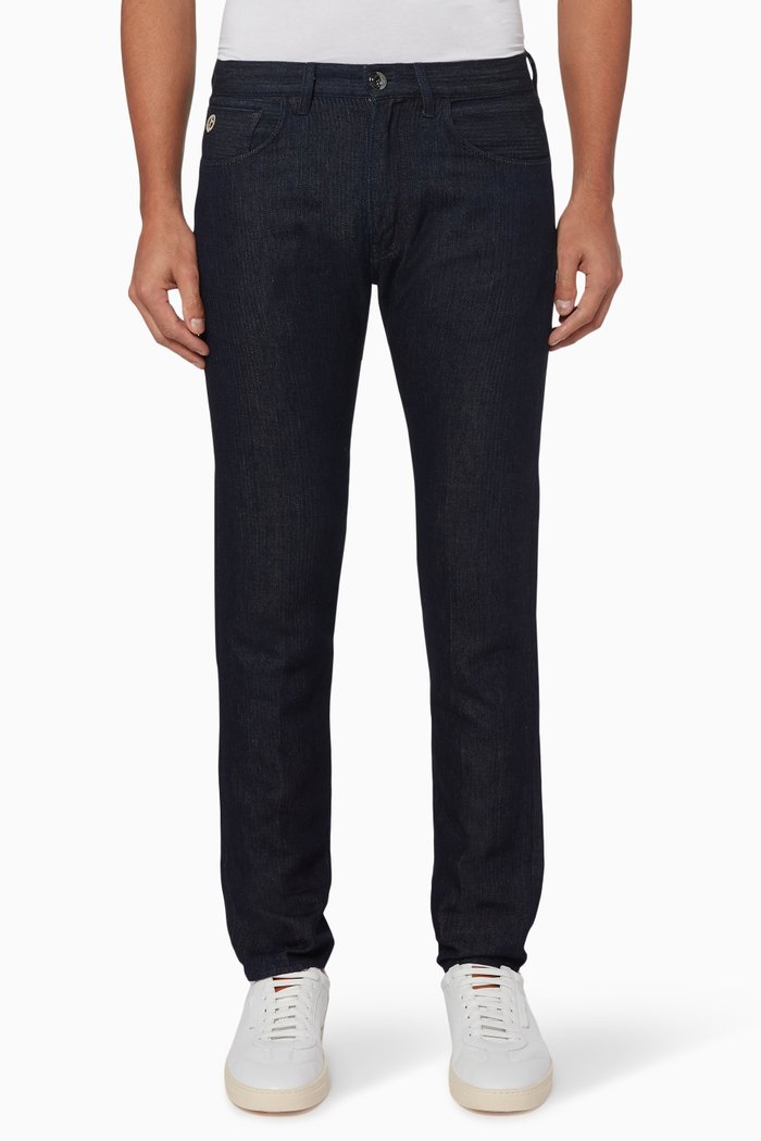 

Chevron Dark Wash Slim-Fit Jeans, Blue
