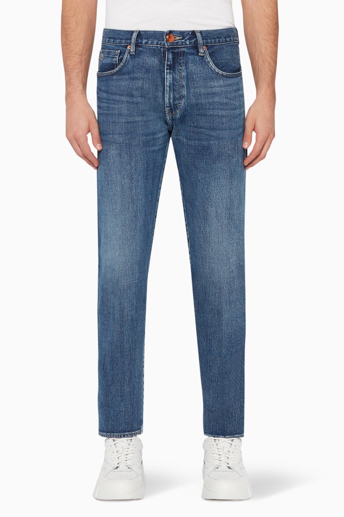 

Slim-Fit Tapered-Leg Jeans, Blue