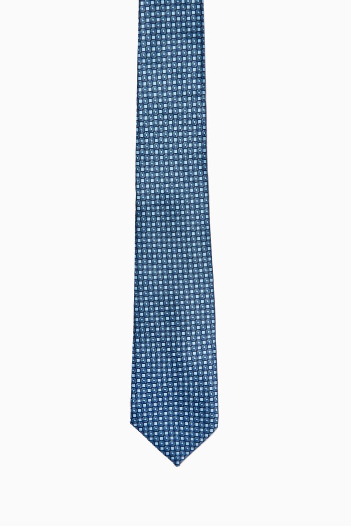 

Jacquard Geometric Tie in Silk, Blue