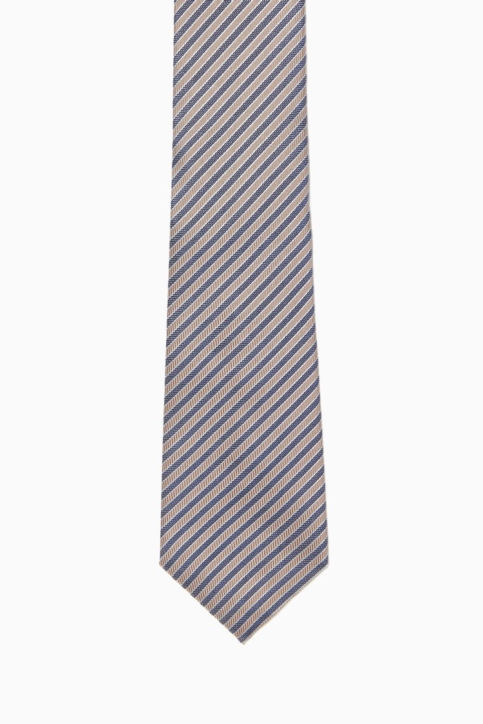 

Striped Jacquard Tie in Silk, Neutral