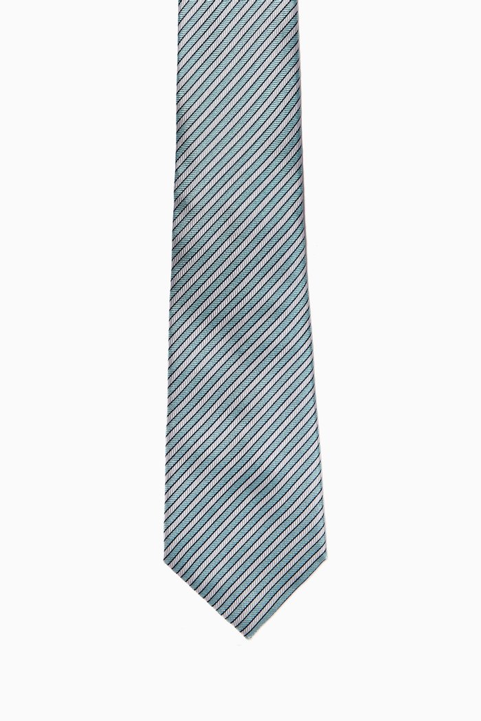 

Striped Jacquard Tie in Silk, Blue