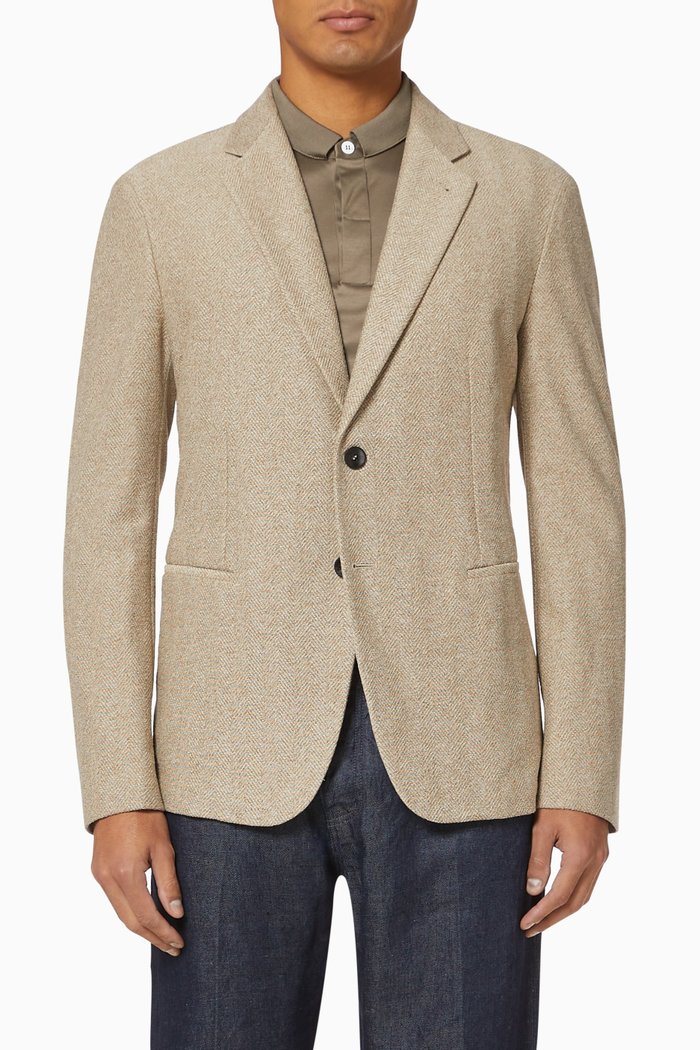 

Woven Chevron Blazer, Neutral