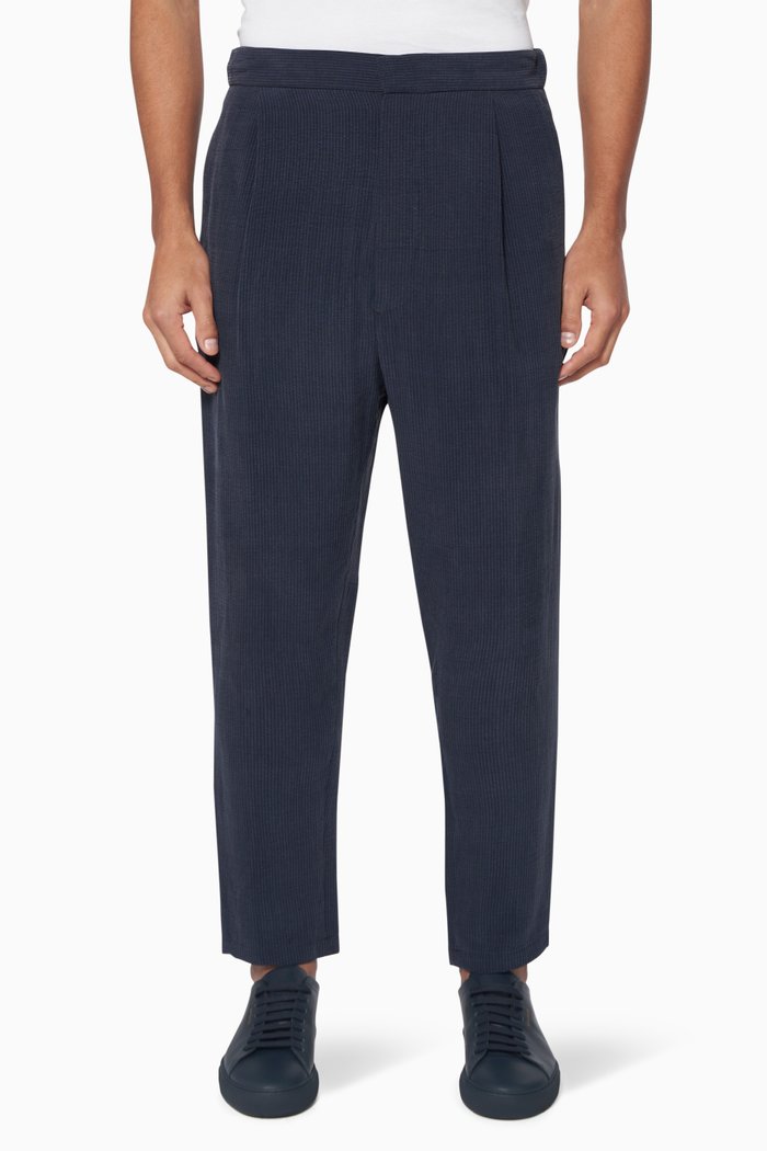 

Corduroy Pleated Pants, Blue