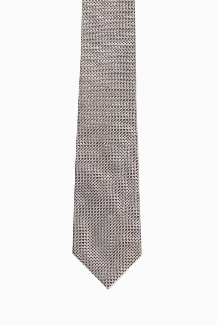 

Circle Fantasy Jacquard Tie in Silk, Grey