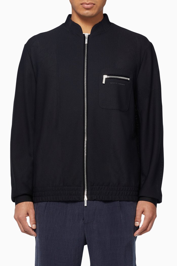 

Honeycomb Stretch Jersey Blouson, Blue