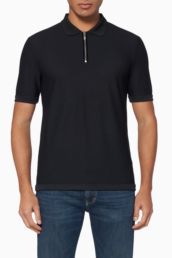 

Mesh Short-Sleeved Polo Shirt, Blue