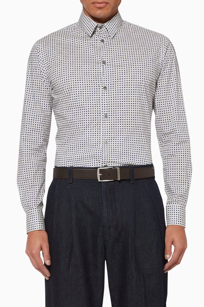 

Geometric Print Shirt, Blue