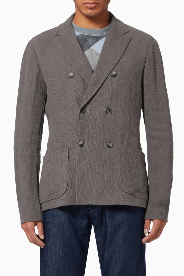 

Patterned Double Breasted Blazer, Grey