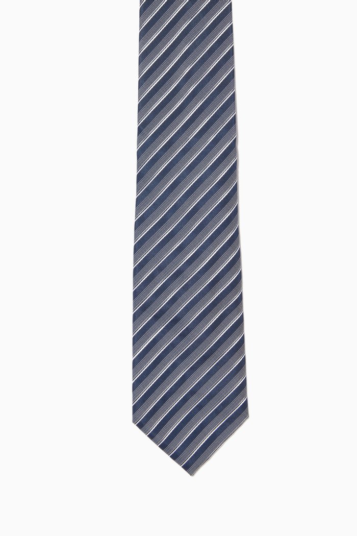 Striped Jacquard Tie in Silk, Blue