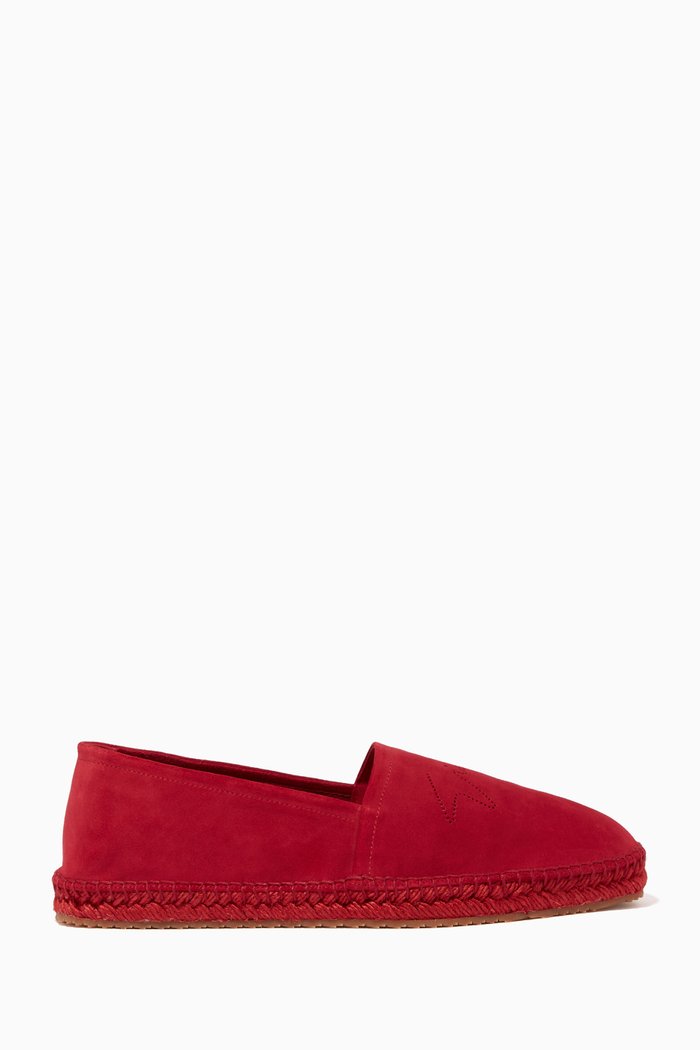

GA Signature Suede Espadrilles, Red