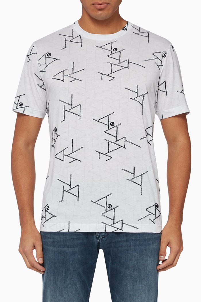 

Contrasting Embroidered Cotton T-Shirt, White