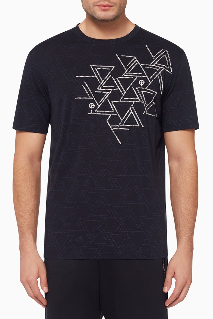 

Embroidered Geometric Fantasy T-Shirt, Blue