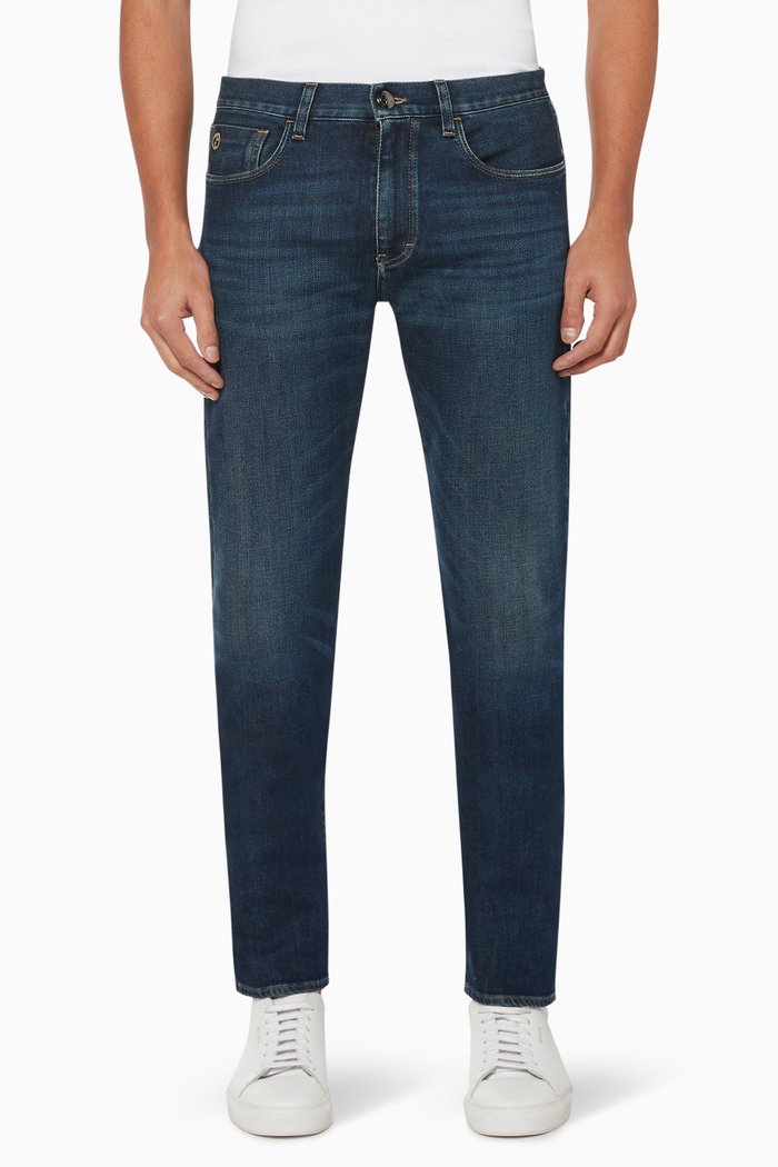 Medium Wash Slim-Fit Jeans, Blue