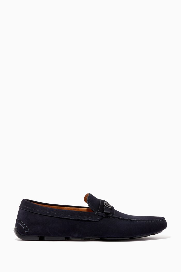 

Logo Detail Suede Driver Moccasins, Blue