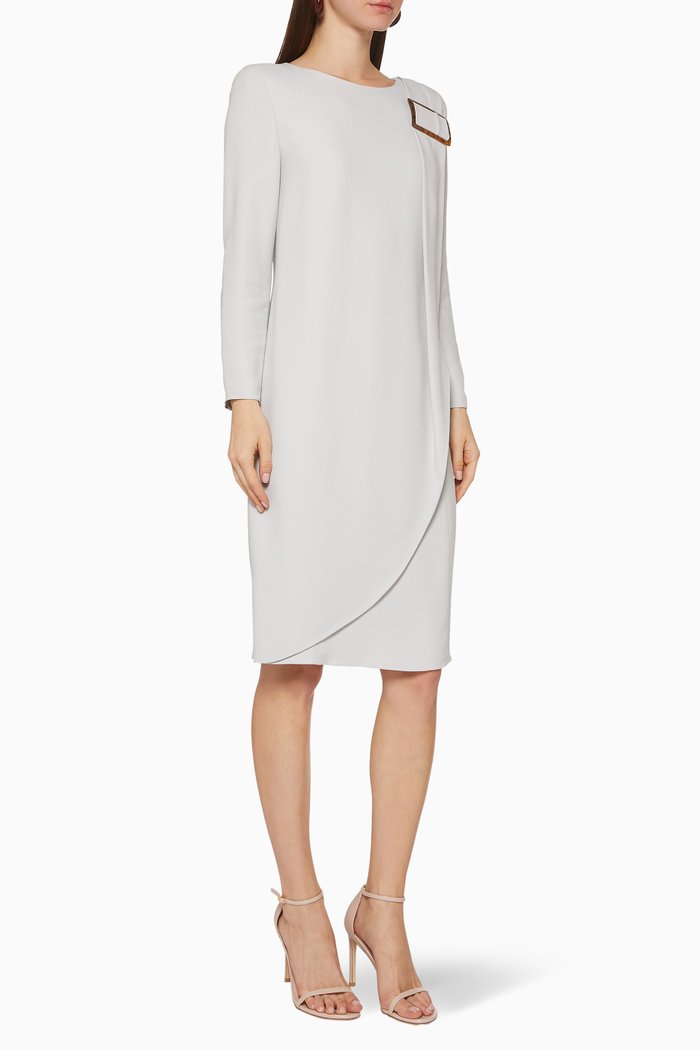 Draped Crepe Dress, Grey