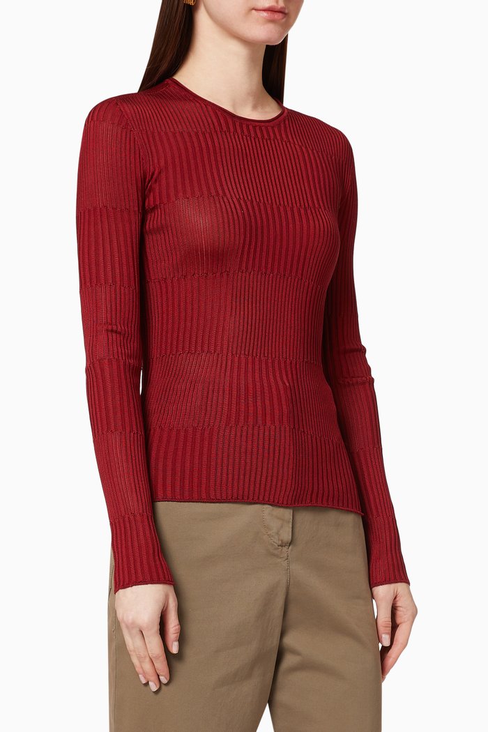 

Rib-Knit Fantasy Sweater, Red