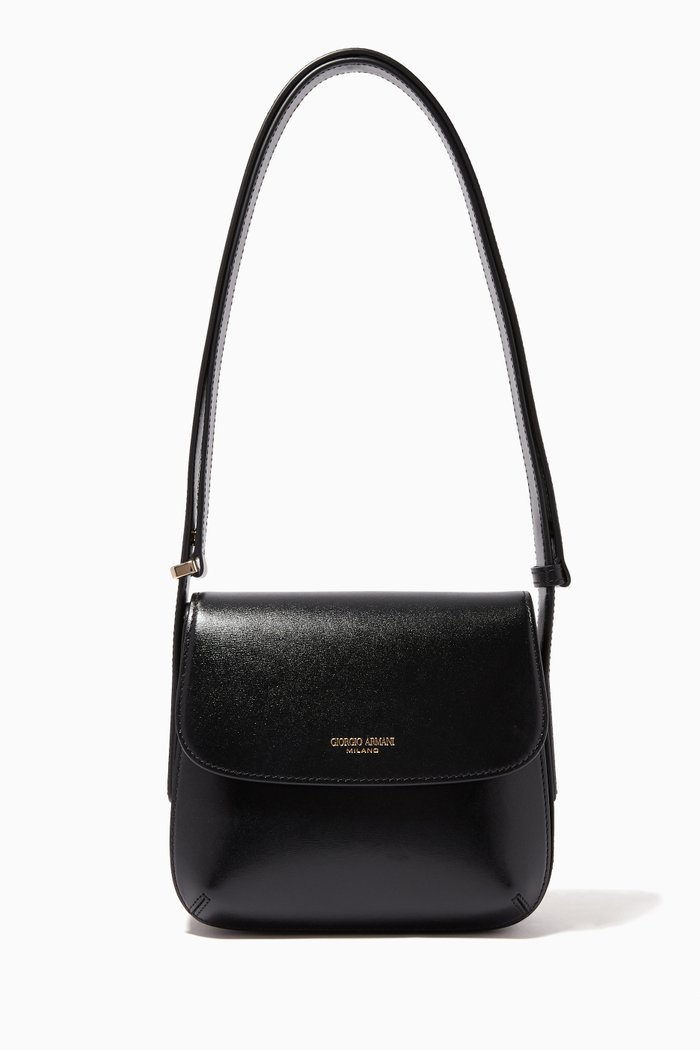 La Prima Leather Cross-Body Bag, Black