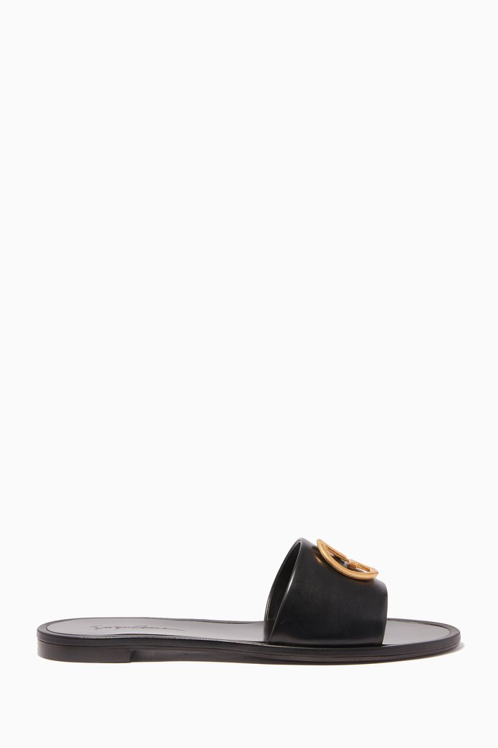 

GA Leather Slide Sandals, Black