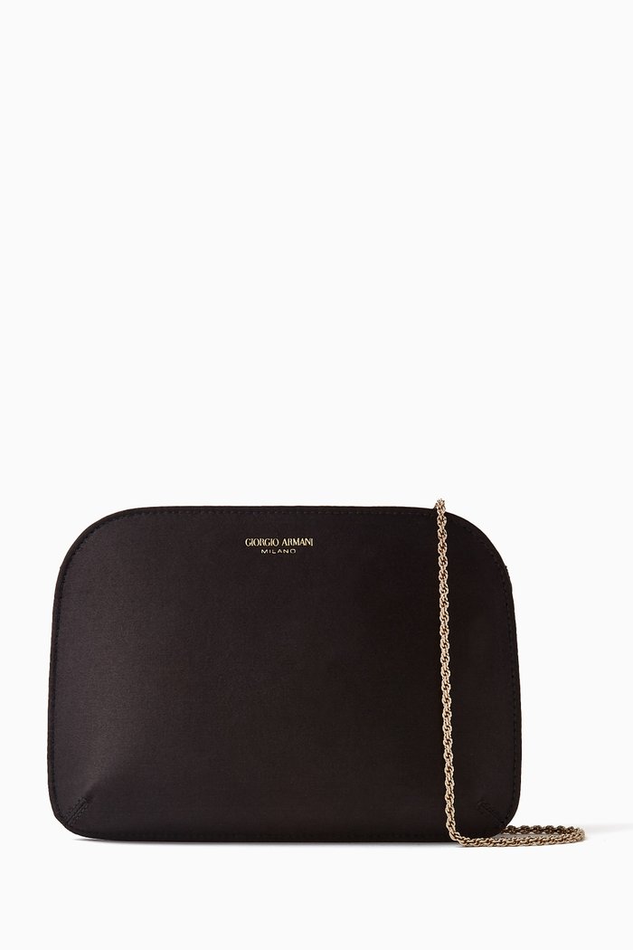 

La Prima Clutch Bag in Satin, Black