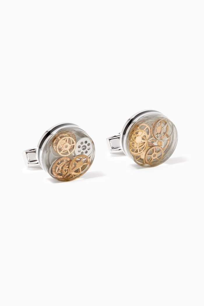 Resin Gear Cufflinks, Silver