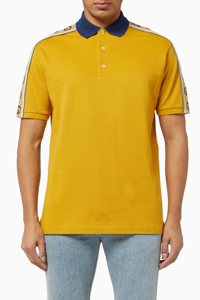 

GG Stripe Cotton Piqué Polo, Yellow