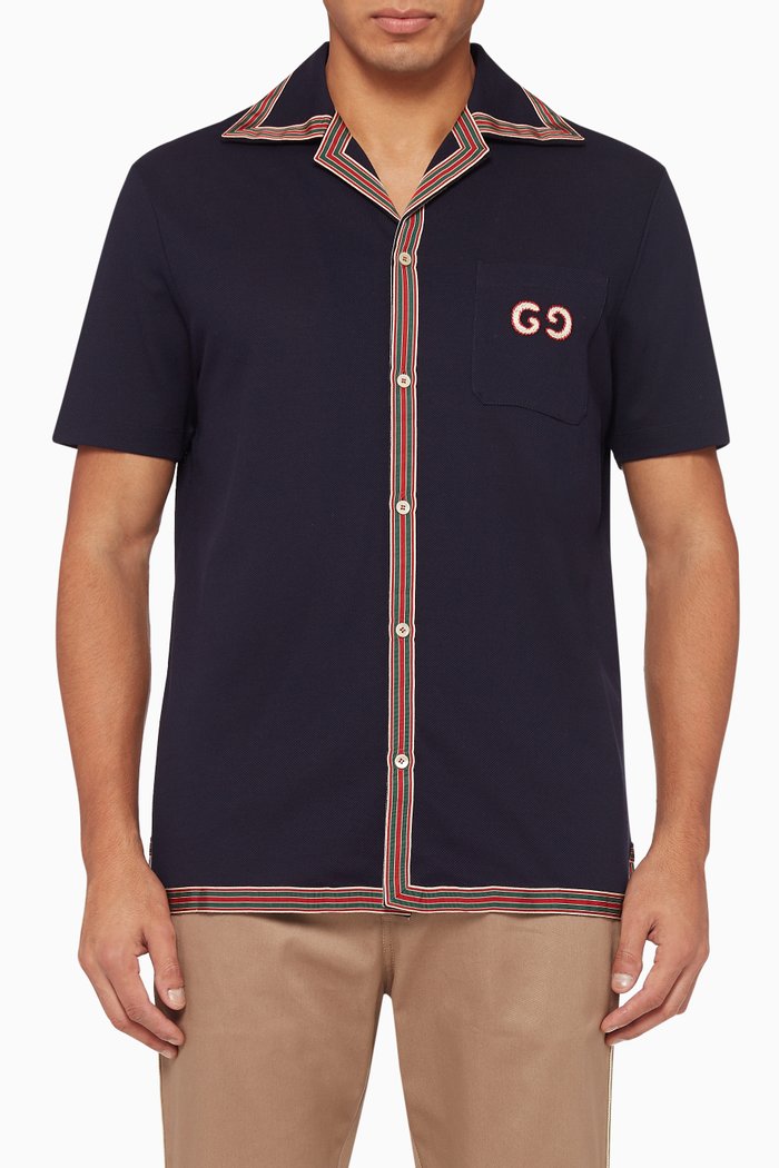 

GG Embroidered Polo Shirt, Blue