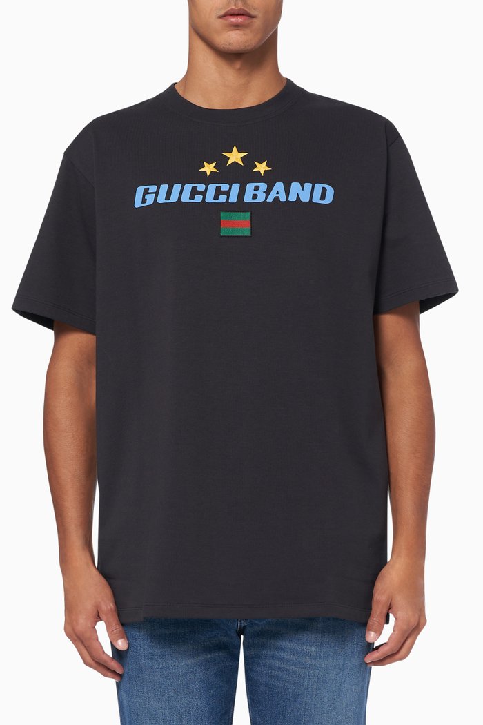 

Oversized Band Print T-Shirt, Black