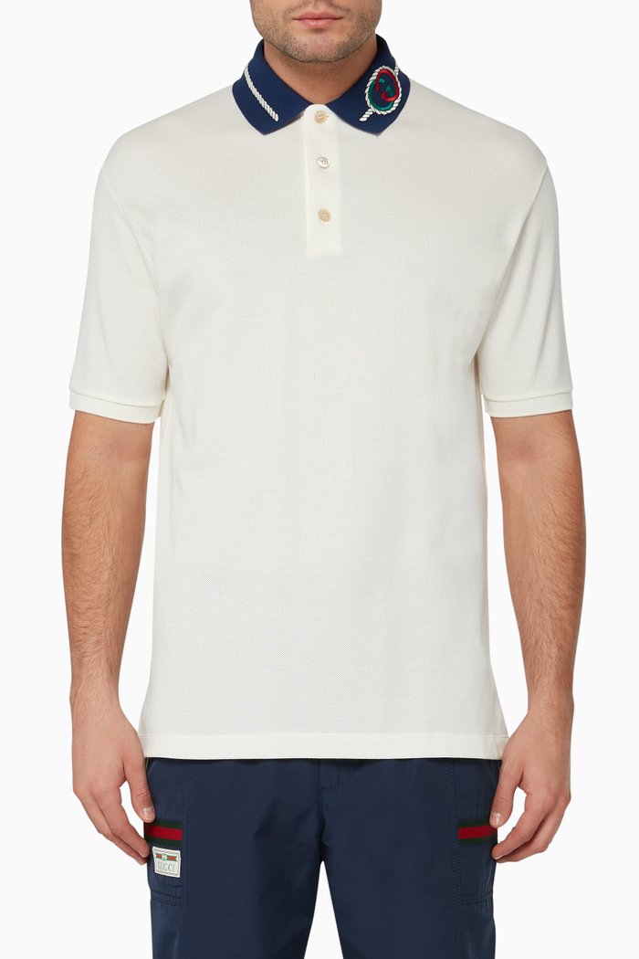 

Interlocking G Torchon Polo T-Shirt, White