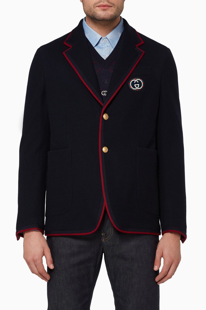 

Palma Wool-Cotton Blazer, Blue