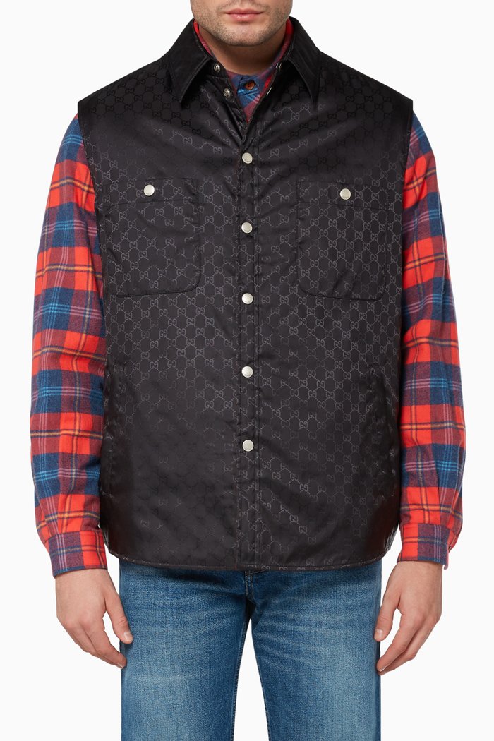 GG Logo Quilted Gilet, Black
