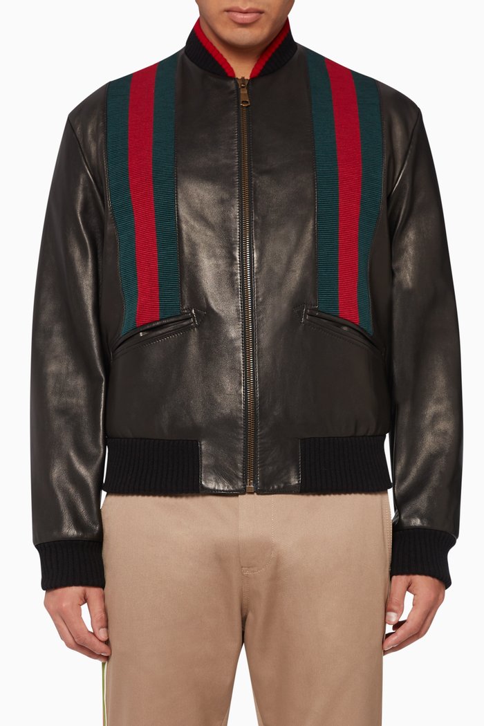 

Leather Bomber Jacket, Black